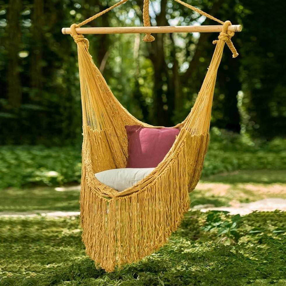 Hand Woven Cotton Rope Mayan Hammock Swing from Mexico 'Sweet Siesta'
