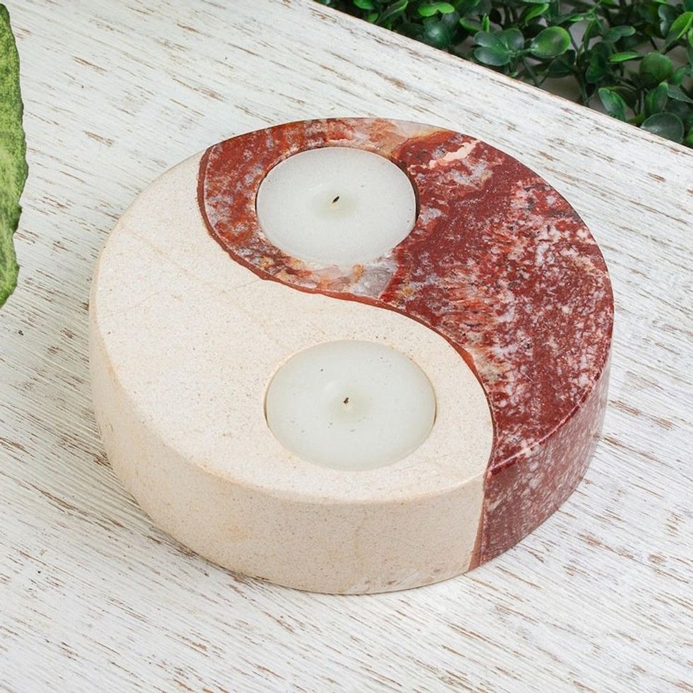 Natural Marble Yin and Yang Tealight Holder 'Yin and Yang'