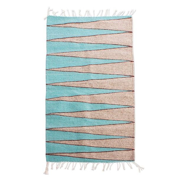 Alternate image for Hand Woven Aqua and Beige Area Rug 2x3 High Sierras