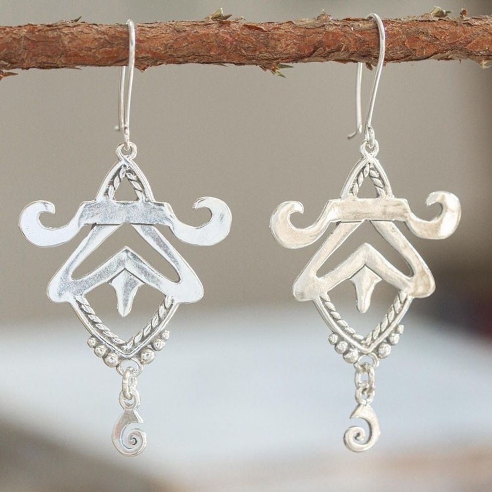 Hand Crafted Sterling Silver Dangle Earrings 'Escapade'