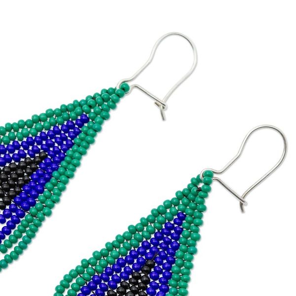 Alternate image for Green and Blue Drop-Shaped Beaded Earrings from Mexico Rain Forest Drops