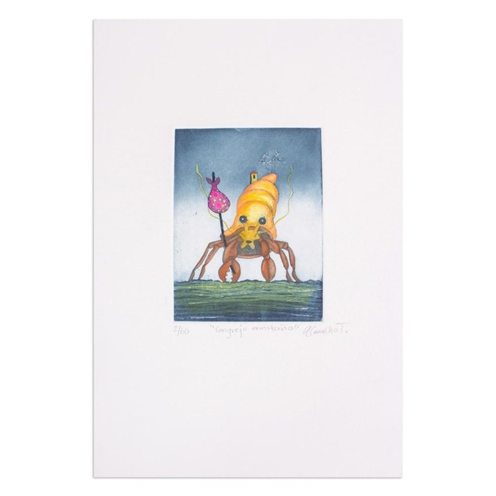Original Hermit Crab Aquatint Print 'Hermit Crab'