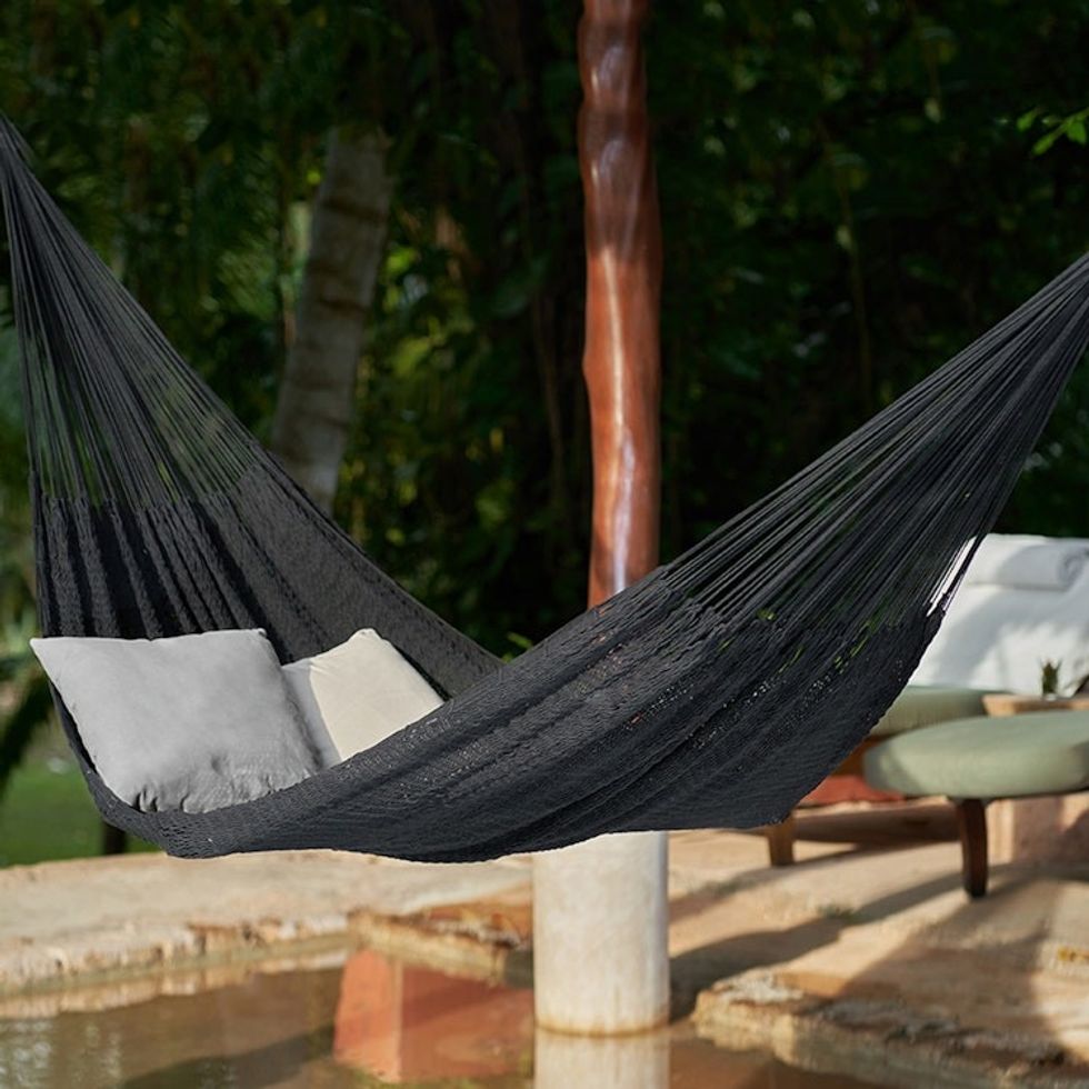 Handmade Black Rope Hammock Triple 'Uxmal Night'