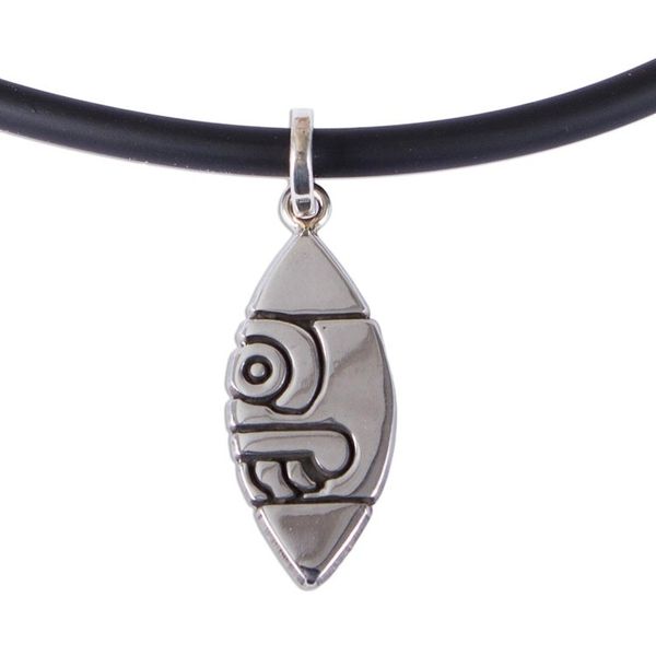 Alternate image for Pre-Hispanic Sterling Silver Pendant Necklace from Mexico Ancient Flint