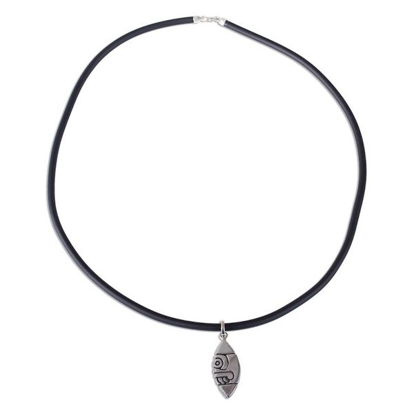 Alternate image for Pre-Hispanic Sterling Silver Pendant Necklace from Mexico Ancient Flint