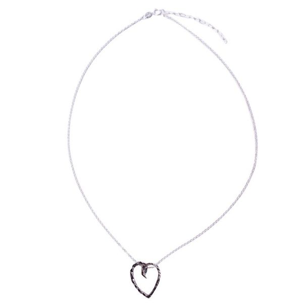 Alternate image for Sterling Silver Hammered Heart Pendant Necklace from Mexico Love of My Soul