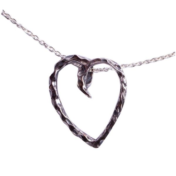 Alternate image for Sterling Silver Hammered Heart Pendant Necklace from Mexico Love of My Soul