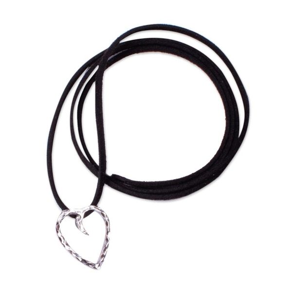 Alternate image for Sterling Silver Hammered Heart Pendant Necklace from Mexico Love of My Soul