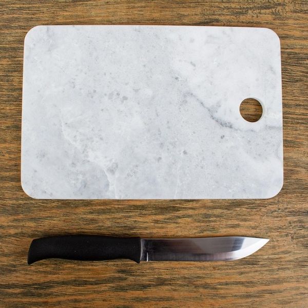 Alternate image for White and Grey Marble Cutting Board Handmade in Mexico Mesa in White