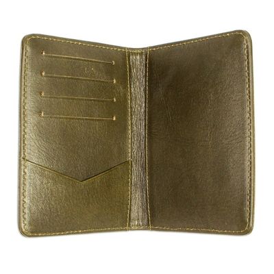 Alternate image for Army Green Embossed Leather Passport Holder from Mexico Deep Olive Traveler