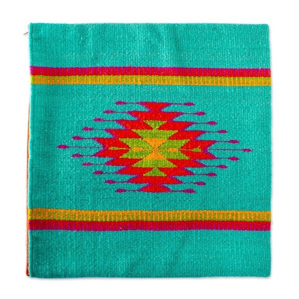 Alternate image for Colorful Wool Hand Loomed Cushion Cover Oaxacan Sunset