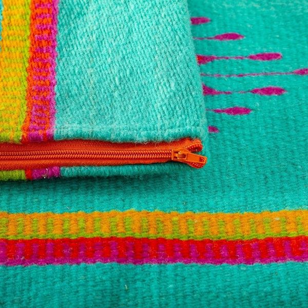Alternate image for Colorful Wool Hand Loomed Cushion Cover Oaxacan Sunset