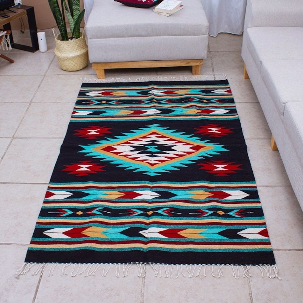 Hand Loomed Zapotec Wool Area Rug 4x6.5 'Teotitlan Legacy'