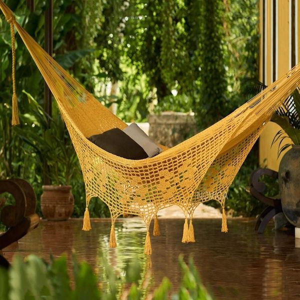 Alternate image for Hand Crafted Amber Cotton Hammock Triple Mirage in Amber