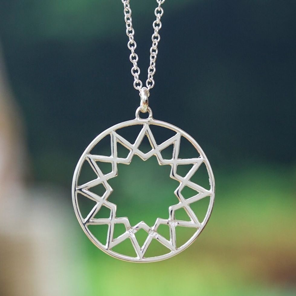 925 Sterling Silver Sun Pendant Necklace From Taxco 'Taxco Sun'