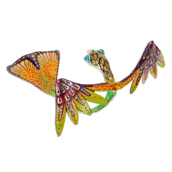 Alternate image for Bright Hand Painted Quetzalcoatl Alebrije Sculpture Colorful Quetzalcoatl