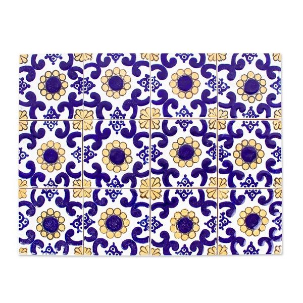 Alternate image for Talavera-Style Ceramic Tiles Set of 12 Sunflower