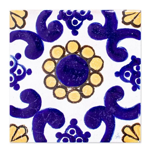 Alternate image for Talavera-Style Ceramic Tiles Set of 12 Sunflower