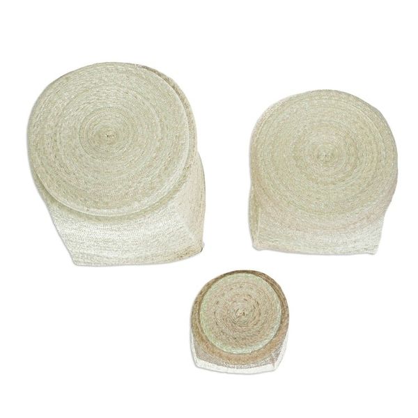 Alternate image for Palm Frond Fiber Squared Basket Home Accents Set of 3 Mesoamerican Totes