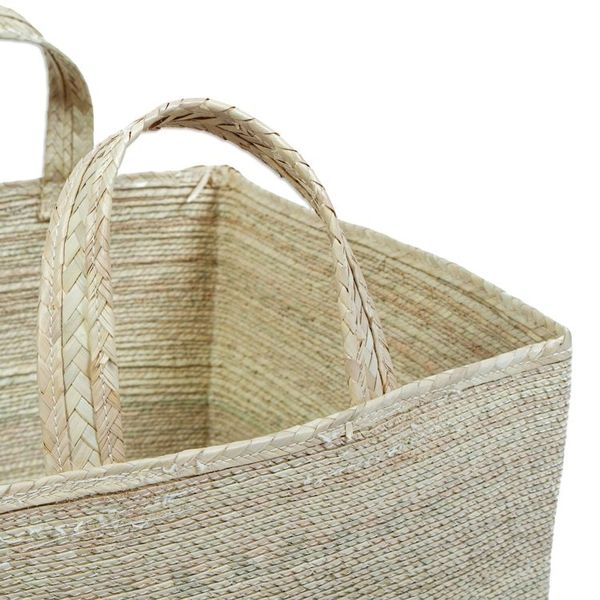 Alternate image for Palm Frond Fiber Squared Basket Home Accents Set of 3 Mesoamerican Totes