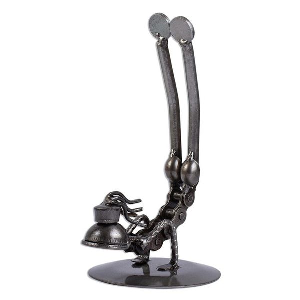 Alternate image for Recycled Metal Yoga Pose Statuette from Mexico Peacock Pose I