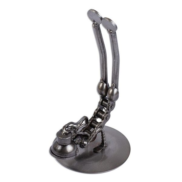 Alternate image for Recycled Metal Yoga Pose Statuette from Mexico Peacock Pose I