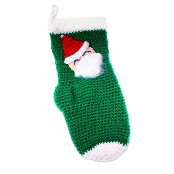 Alternate image for Green Santa-Themed Christmas Stocking Santas Here