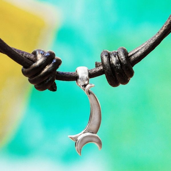 Alternate image for Crescent Pattern Taxco Silver Pendant Necklace from Mexico Thelma the Giraffe