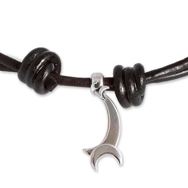 Alternate image for Crescent Pattern Taxco Silver Pendant Necklace from Mexico Thelma the Giraffe