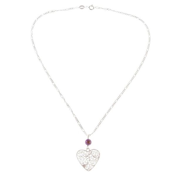 Alternate image for Mexican Filigree Sterling Silver Heart Pendant Necklace Ethereal Harmony