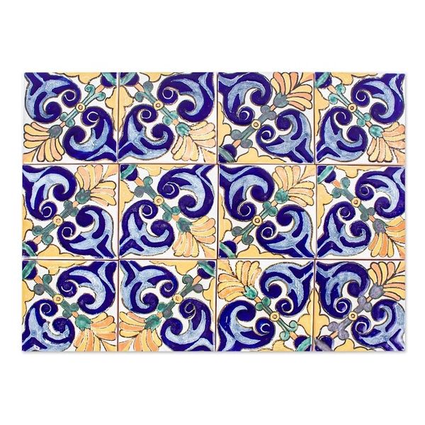 Alternate image for Handmade Talavera-Style Tiles Set of 12 Colorful Fans