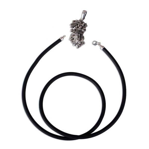 Alternate image for Mens Maya-Themed Taxco Sterling Silver Pendant Necklace Taxco Pacal
