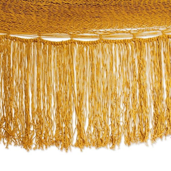 Alternate image for Fringed Amber Yellow Cotton Hammock from Mexico Double Amber Cascade