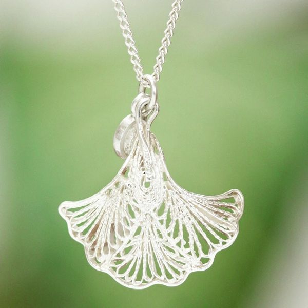 Alternate image for Handmade Filigree Necklace in Sterling Silver from Mexico Delicate Dimensions