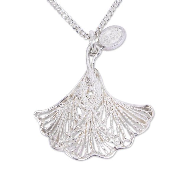 Alternate image for Handmade Filigree Necklace in Sterling Silver from Mexico Delicate Dimensions