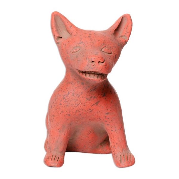 Alternate image for Western Mexico Pre-Hispanic Red Ceramic Dog Ocarina Flute Red Aztec Puppy