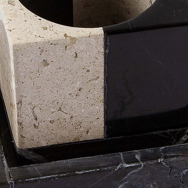 Alternate image for Square Travertine and Black Marble Planter with Saucer Attractive Opposites