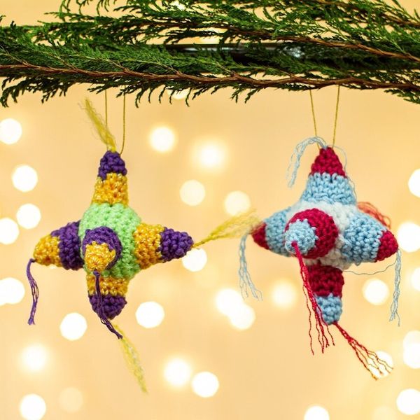 Alternate image for Multicolored Crocheted Piata Ornaments Pair Piata Fun