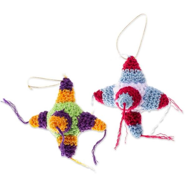 Alternate image for Multicolored Crocheted Piata Ornaments Pair Piata Fun