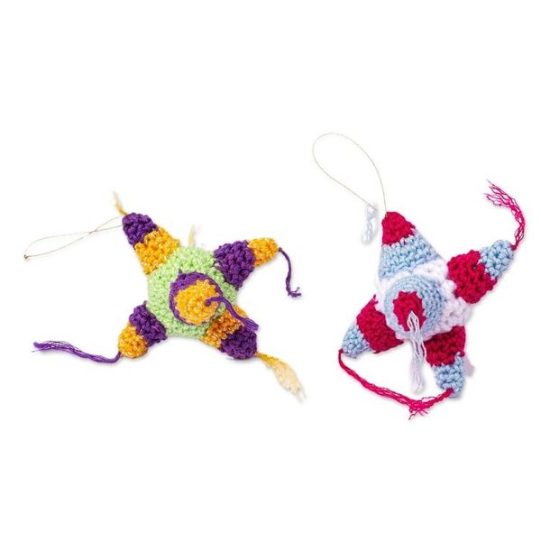 Alternate image for Multicolored Crocheted Piata Ornaments Pair Piata Fun