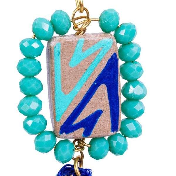 Alternate image for Blue Beaded Dangle Earrings Chihuahua Charm in Blue