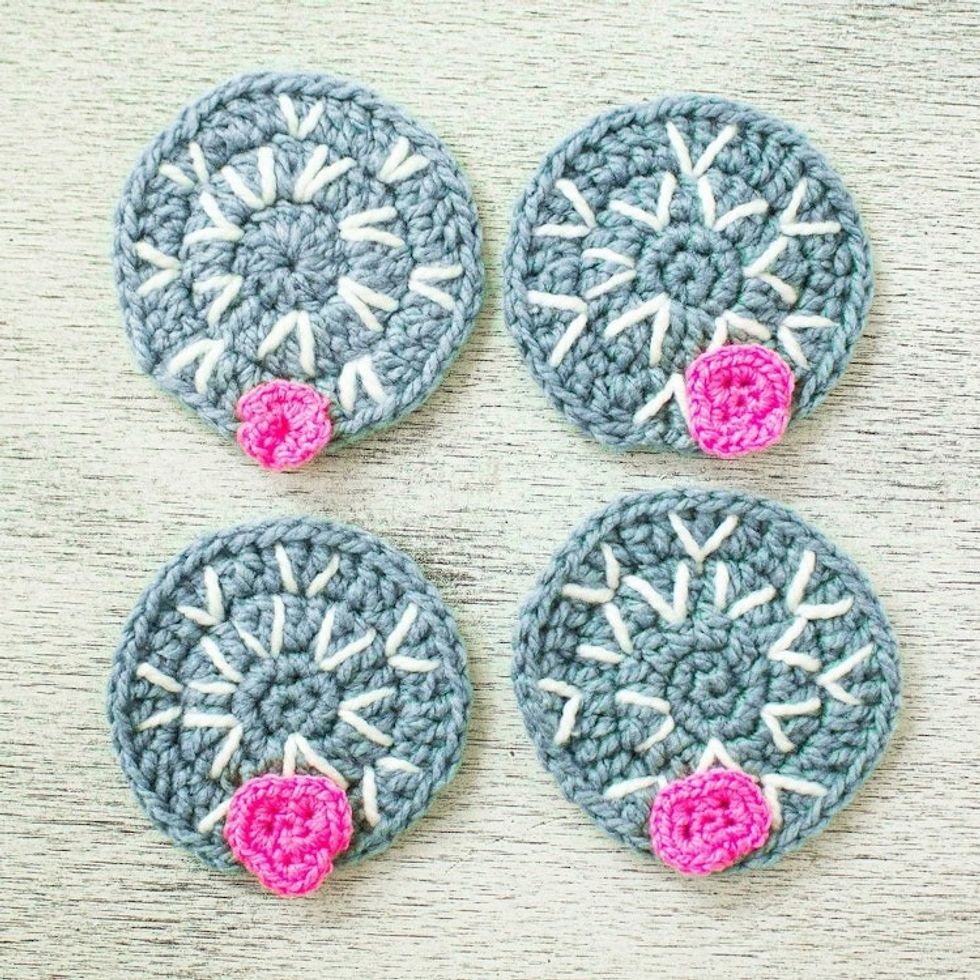 Cactus Motif Crocheted Coasters Set of 4 'Nopal'