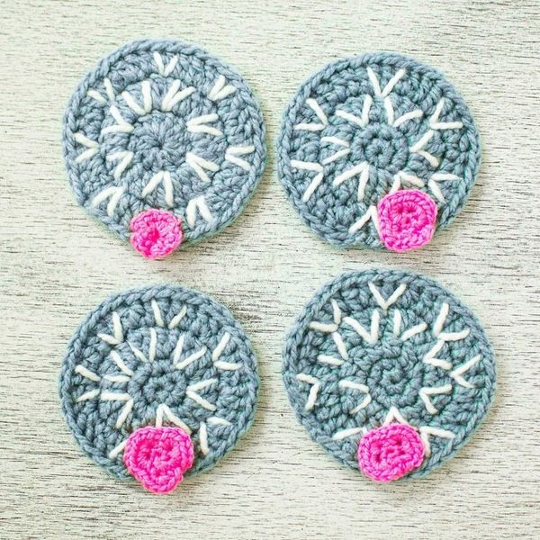 Alternate image for Cactus Motif Crocheted Coasters Set of 4 Nopal