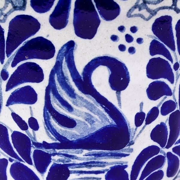 Alternate image for Handmade Talavera-Style Flower Pot Blue Swan