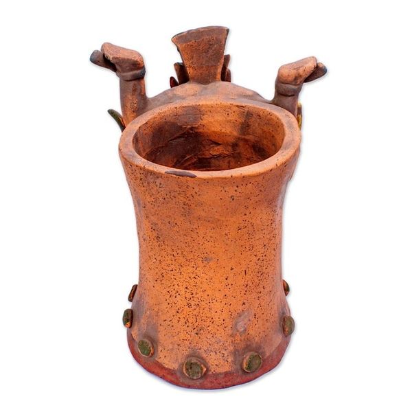 Alternate image for Signed Ceramic Aztec God with Maize Replica Vessel Descending God with Corn