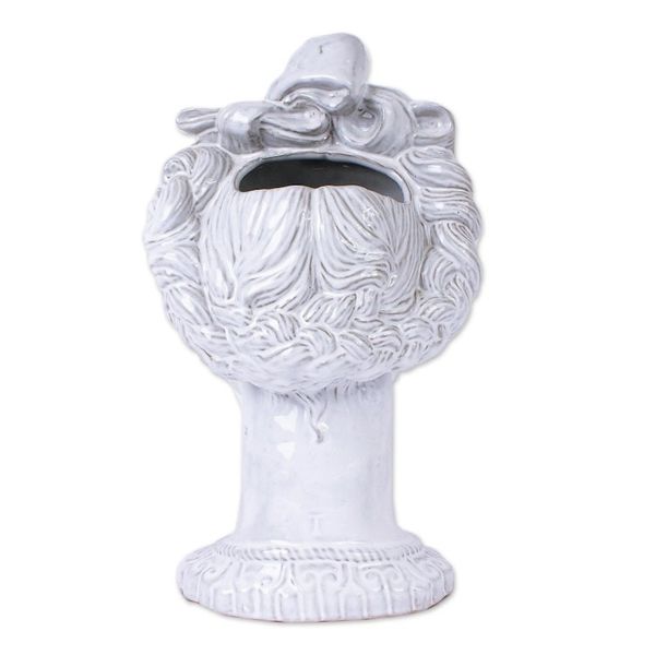 Alternate image for Mexico Signed Handcrafted White Ceramic Frida Kahlo Vase Portrait of Frida