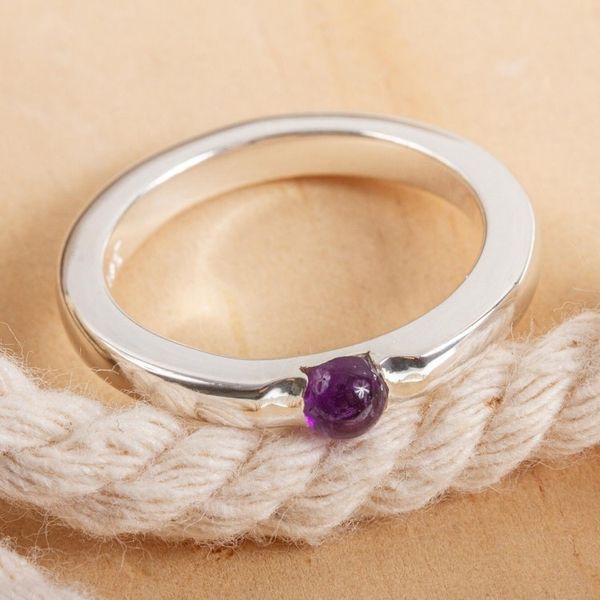 Alternate image for Handmade Amethyst Single-Stone Ring Vantage Point