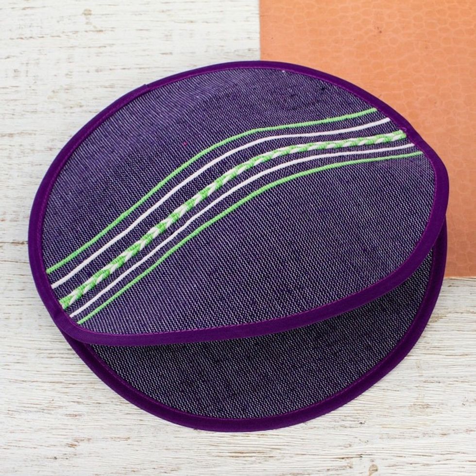 Hand Loomed Cotton Tortilla Holder in Purple 'Purple Mesa'