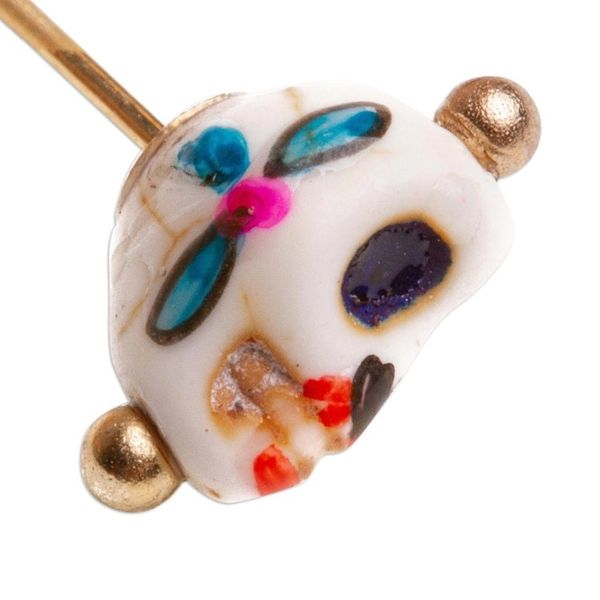 Alternate image for Skull Motif Stud Earrings Smiling Calavera