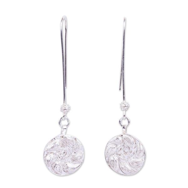 Alternate image for Filigree Silver Dangle Earrings Nautilus Treasure